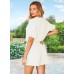 Fixmatti Women Summer Romper - Self Tie V Neck Casual Jumpsuit