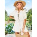 Fixmatti Women Summer Romper - Self Tie V Neck Casual Jumpsuit