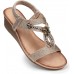 SHIBEVER Womens Wedge Sandals Flower Low Heel Dressy Sandals Elastic Ankle Strap Rhinestone Summer Comfortable Shoe