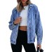 Sidefeel Women's Jean Jacket Long Sleeve Zimbaplatinum Overszied Denim Jackets Shacket Coat Fashion Spring Outfits 2025
