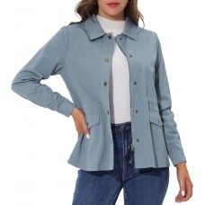 Allegra K Women's Utility Jackets Drawstring Waist 2025 Spring Flap Pockets Lightweight Jacket