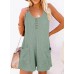 AlvaQ Womens Short Jumpsuits Solid Color Summer Casual Waffle Button Front Sleeveless Rompers with Pockets