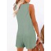 AlvaQ Womens Short Jumpsuits Solid Color Summer Casual Waffle Button Front Sleeveless Rompers with Pockets