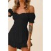 Fixmatti Women Boho Romper Off Shoulder Ruffle Chiffon Shorts Jumpsuit Playsuits