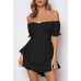 Fixmatti Women Boho Romper Off Shoulder Ruffle Chiffon Shorts Jumpsuit Playsuits