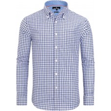 Alimens & Gentle Men's Plaid Button Down Shirts Cotton Long Sleeve Dress Shirts Regular Fit Gingham Shirts