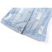Hixiaohe Women Autumn 3/4 Sleeve Retro Short Denim Jackets Light Blue Jean Coats