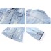 Hixiaohe Women Autumn 3/4 Sleeve Retro Short Denim Jackets Light Blue Jean Coats