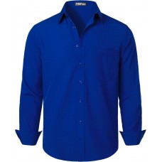 ZEROYAA Men's Regular Fit Dress Shirt Solid Wrinkle-Free Long Sleeve Casual Business Button Up Shirts with Pocket