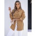 luvamia Denim Jacket for Women Oversized Button Down Casual Jean Shacket Jackets Long Sleeve Frayed Hem Western Trendy