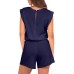 GRECERELLE Rompers For Women 2025 Summer Cap Sleeve Adjustable Drawstring Waistband Cozy Lounge Short Jumpsuit With Pocket