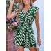 CUPSHE Women's Romper Tropical Flutter Sleeve Boho Overall V Neck Wide Leg Outfit Casual Beach
