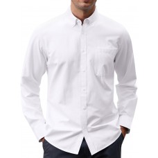 J.VER Men's Oxford Shirt Solid Casual Button Down Collar Shirts Long Sleeve Dress Shirts with Pocket