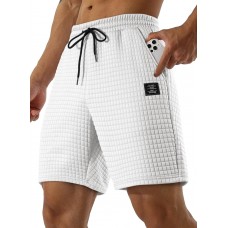 JMIERR Mens Sweat Shorts Casual Stretch Elastic Waist Waffle Workout Gym Short 7 inch Inseam Running Short with Pocket