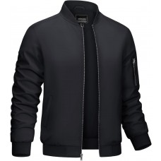 CRYSULLY Men's Bomber Jacket Lightweight Spring Fall Casual Windbreaker Full Zip Outwear Coat
