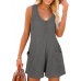 Rompers for Women Sleeveless Jumpsuits for Women Button Down Waffle Fabric Summer Vacation Outfits for Women