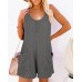 Rompers for Women Sleeveless Jumpsuits for Women Button Down Waffle Fabric Summer Vacation Outfits for Women