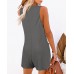 Rompers for Women Sleeveless Jumpsuits for Women Button Down Waffle Fabric Summer Vacation Outfits for Women