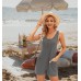 Rompers for Women Sleeveless Jumpsuits for Women Button Down Waffle Fabric Summer Vacation Outfits for Women