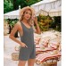Rompers for Women Sleeveless Jumpsuits for Women Button Down Waffle Fabric Summer Vacation Outfits for Women