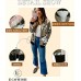 ECOWISH Women's Casual Floral Zip Up Bomber Jacket Coat Crew Neck Lightweight Short Camo Outwear Tops Windbreaker with Pocket