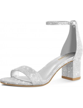 PIZZ ANNU Women's Low Block Chunky Heels Sandals Comfortable Open Toe Ankle Strap Party Dress Pump Shoes Strappy Buckle Heeled Sandal with 2 Inches Tall Thick Heel Design