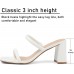 Women's Square Open Toe Heeled Sandals Two Strap Mules Slip On Block Chunky Mid Heels Sandals