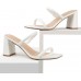 Women's Square Open Toe Heeled Sandals Two Strap Mules Slip On Block Chunky Mid Heels Sandals