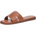 Rihero Women's Dressy Flat Sandals Comfortable Slip On Leather Slide Sandals