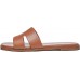 Rihero Women's Dressy Flat Sandals Comfortable Slip On Leather Slide Sandals