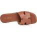 Rihero Women's Dressy Flat Sandals Comfortable Slip On Leather Slide Sandals