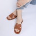 Rihero Women's Dressy Flat Sandals Comfortable Slip On Leather Slide Sandals