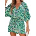 CUPSHE Women's Lace Up Leopard Print Romper Short Sleeves Jumpsuits Wide leg Outfit
