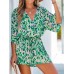 CUPSHE Women's Lace Up Leopard Print Romper Short Sleeves Jumpsuits Wide leg Outfit