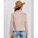 BTFBM Womens Faux Suede Jackets Dressy Spring Summer Clothes 2025 Lapel Long Sleeve Open Front Cropped Outerwear Coats