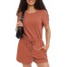 Women's Summer Short Sleeve Romper 2025 Casual Loose Crewneck Short Jumpsuit One Piece Outfits with Pockets