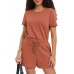 Women's Summer Short Sleeve Romper 2025 Casual Loose Crewneck Short Jumpsuit One Piece Outfits with Pockets