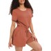 Women's Summer Short Sleeve Romper 2025 Casual Loose Crewneck Short Jumpsuit One Piece Outfits with Pockets