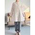Minibee Women's Oversized Button Down Shirts Long Sleeve Cotton Linen Light Blouse Jacket With Pockets