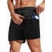 Aolesy Men's Workout Shorts with Liner - 5'' Quick Dry 2 in 1 Running Shorts Sports Athletic Gym Shorts with Zipper Pockets