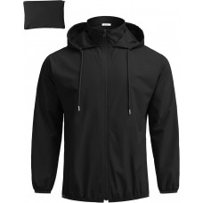 COOFANDY Men's Packable Rain Jacket Lightweight Waterproof Raincoat with Hood Travel Hiking Golf Windbreaker