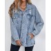 LifeShe Women's long oversized denim jacket boyfriend ripped distressed jean jackets coat