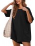 LTSCNRM Womens Tee Rompers One Piece Hot Shot Oversize Jumpsuit Overall Short Sleeve Back V Neck Athletic Workout Activewear