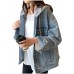 LifeShe Women's denim jacket with hood oversized distressed jean jackets hoodie