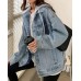 LifeShe Women's denim jacket with hood oversized distressed jean jackets hoodie