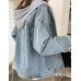 LifeShe Women's denim jacket with hood oversized distressed jean jackets hoodie