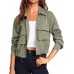 Onedreamer Women's Military Safari Cropped Jackets Button Down Lightweight Oversized Utility Anorak Coat with Pockets