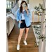 Gozoloma Women's Casual Loose Oversized Denim Jacket Long Sleeved Button Jean Jacket Coat Tops