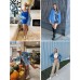 Gozoloma Women's Casual Loose Oversized Denim Jacket Long Sleeved Button Jean Jacket Coat Tops
