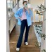 Gozoloma Women's Casual Loose Oversized Denim Jacket Long Sleeved Button Jean Jacket Coat Tops